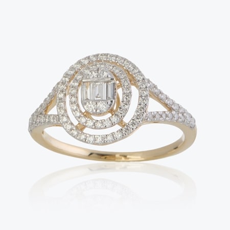 0.55ct Natural Diamond Multi Halo Ring 9ct YG