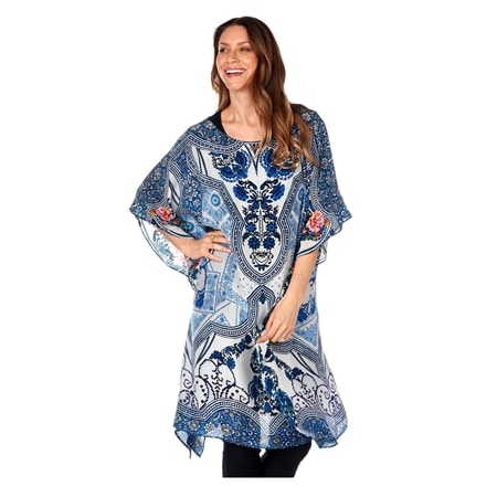 Silk Islands Boat Neck Knee Length Kaftan