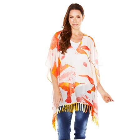 Kelly's Kloset Hummingbird Short Kaftan with Ombre Fringing