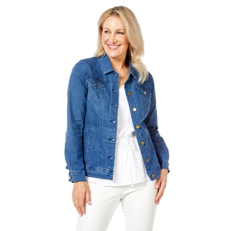Hailey Lyn Long Sleeve Button Up Stretch Denim Jacket