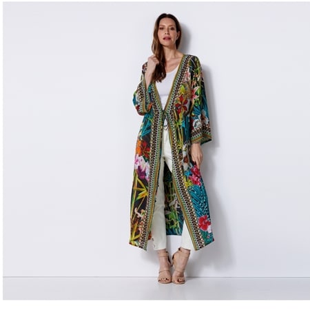 Silk Islands 100% Silk Long Wrap Dress