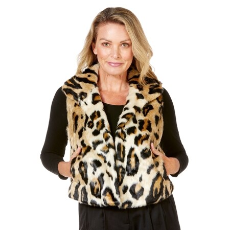 Donna Salyers Cropped Vest In Graphic Leopard