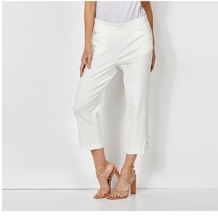 Nina Leonard Crop Pant w/ Stretch Waist, Pockets & Side Slit