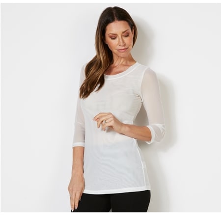 Boo Radley 3/4 Sleeve Basic Mesh Top