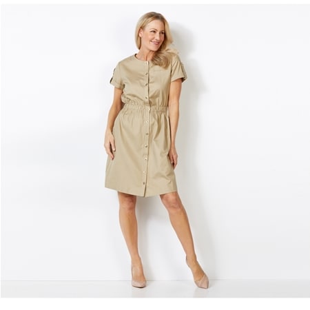 H Halston Short Sleeve Button Front Dress