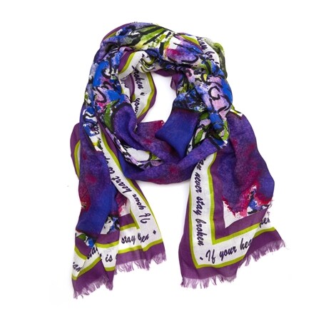 Jane Seymour Designs Purple Open Heart: A Floral Garden Scarf