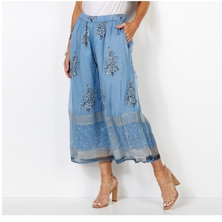 Caju Design Border Print Pants w/Pockets
