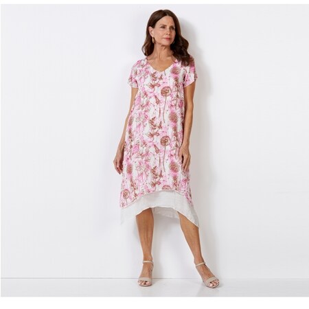 Holmes & Fallon 2 Layer Dress w/Multi Print