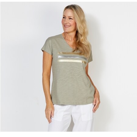 Leisurelee Line Up Cap Sleeve Tee