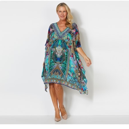 TVSN Silk Islands Eden 100 Knee Length V Neck Kaftan