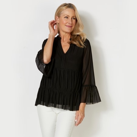 Isaac Mizrahi Flowy Tiered Tunic Top