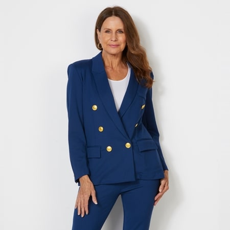 Isaac Mizrahi Button Detail Ponte Blazer Jacket
