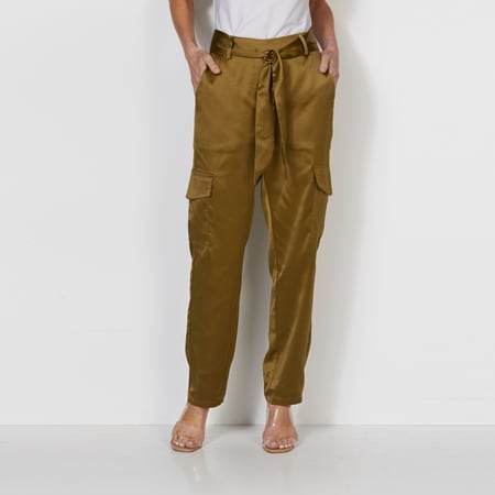 Isaac Mizrahi Straight Leg Shine Cargo Trouser