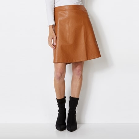 Isaac Mizrahi Quilted Faux Leather Skirt