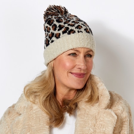 Donna Salyers Leopard Knit Beanie