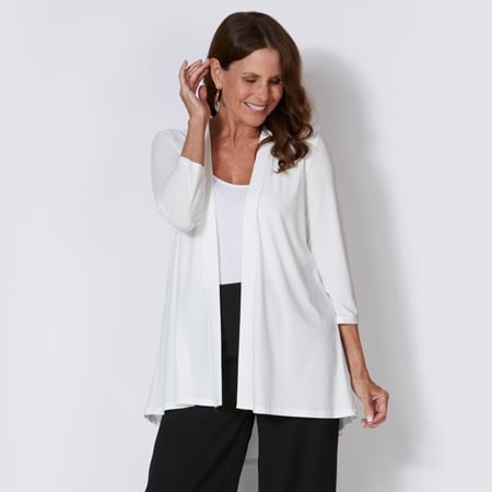 Nina Leonard 3/4 Sleeve Draped Front Cardigan