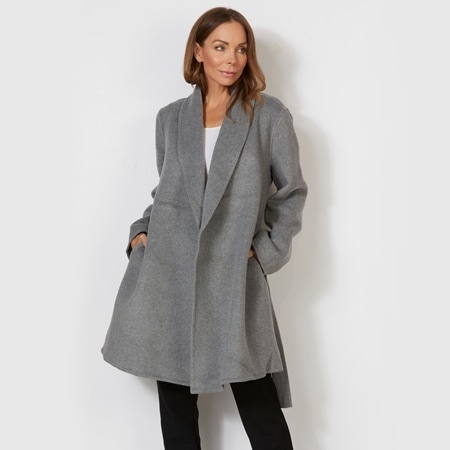 Bella Loren Shawl Collar Mid Length Coat