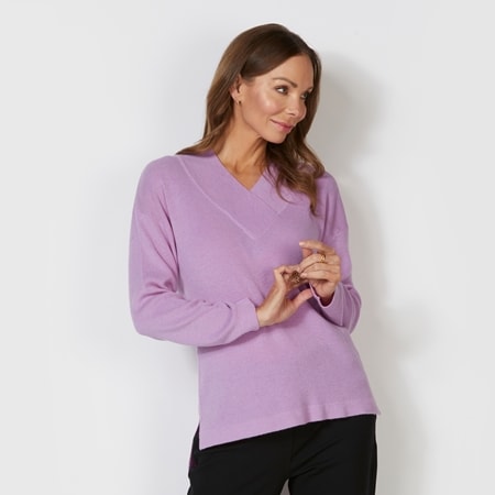 Bridge & Lord Wool Blend Vee Neck Overlap Pullover