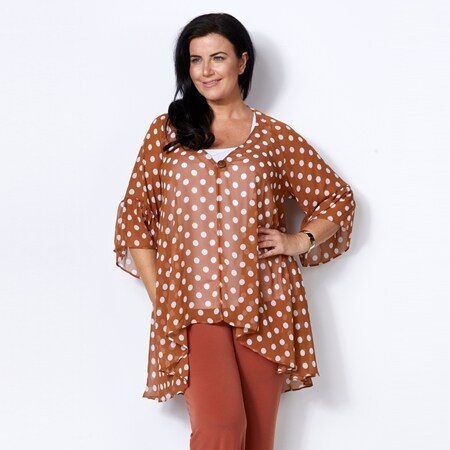 RTM Elsie Spot Print Chiffon Jacket with One Button