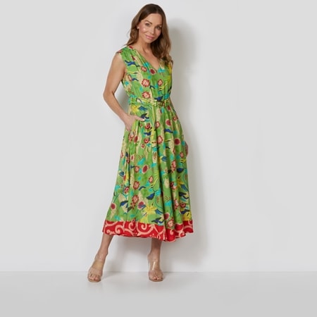 Gabby Isabella Long Dress with Belted Waist