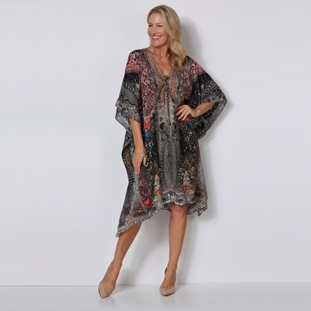 Silk Islands Harper 100% Silk Knee Drawstring Kaftan