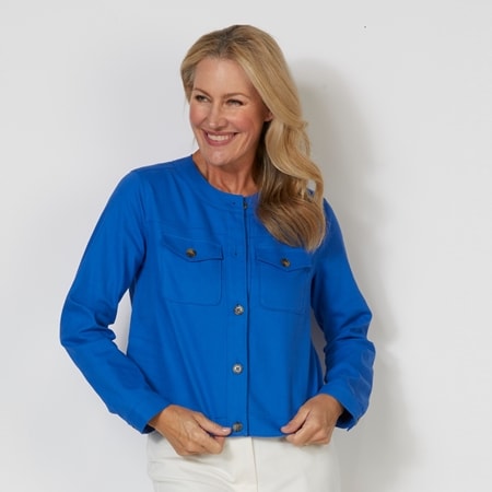 Isaac Mizrahi Collarless Button Jacket
