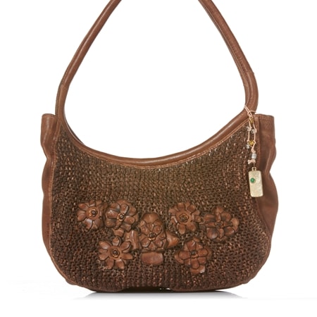 Art N Vintage Serena Leather Floral Shoulder Bag