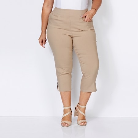 Nina Leonard Millennium Crop Pant with Crystal Detail Side Slits