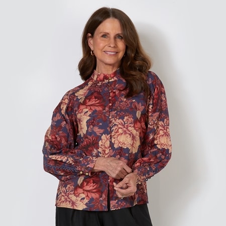 Fate + Becker Berry Kiss Floral Print Blouse