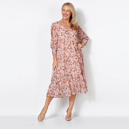 Parker & Rowe Yoryu Tiered V Neck Dress
