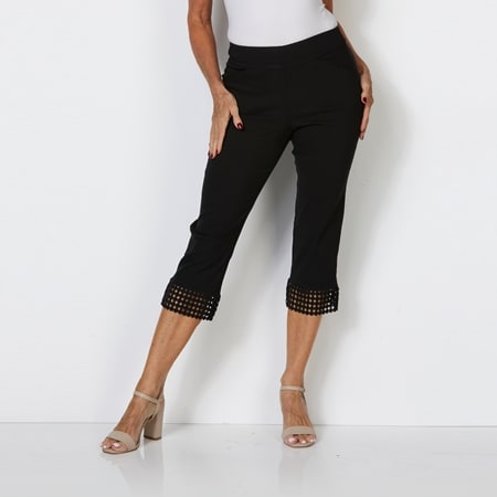 Nina Leonard Millennium Crop Pant with Lace Trim Hem
