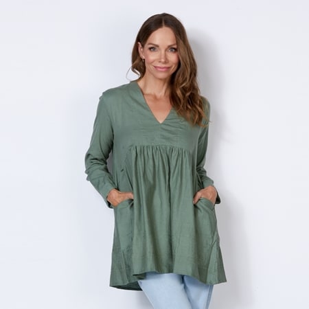 Holmes & Fallon Side Pockets & Self Coloured Embroidery Tunic