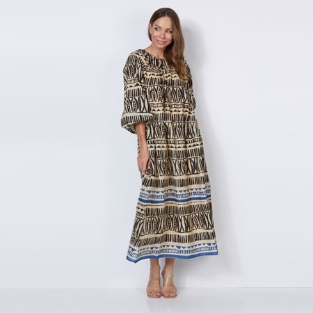 Holmes & Fallon Pattern Print & Beadwork Dress