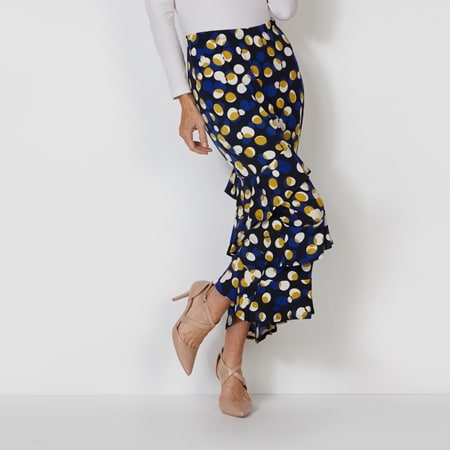 Sandra Soulos Triple Flounce Print Skirt