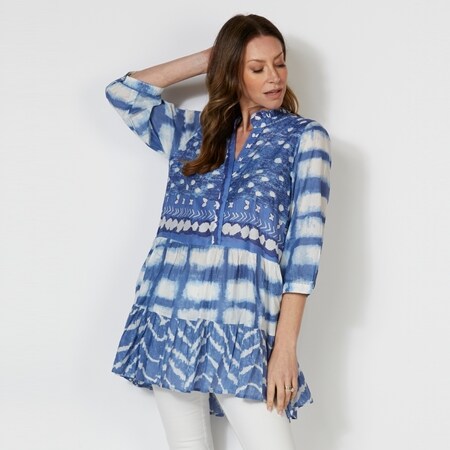 Caju Design Multi Tiered Tunic with Hidden Buttons