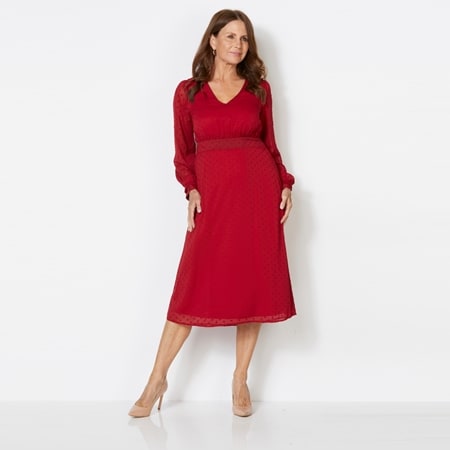 Isaac Mizrahi V-Neck Bishop Sleeve Dress