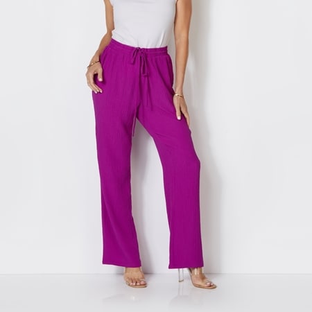 Hailey Lyn Drawstring Elastic Waist Straight Leg Pebble Pant