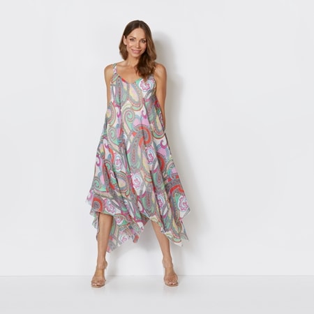Hailey Lyn Uneven Hem Yoryu Chiffon Dress with Adjustable Straps