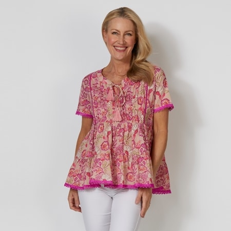 Vintage By Naudic Holina Cotton Belmont Top with Broderie Trim