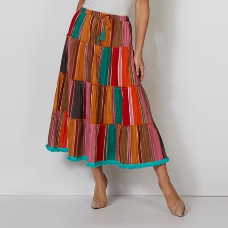 Vintage By Naudic Kandy Cotton Tiered Skirt