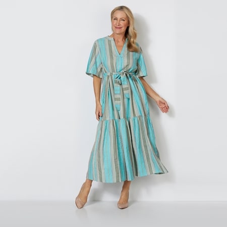 Holiday Cotton Blend Carnivale Stripe Lynwood Dress