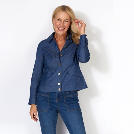 Hailey Lyn Collared Long Sleeve Twill Jacket