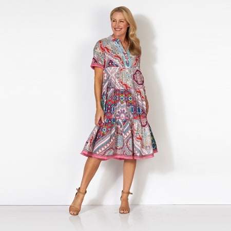Naudic Heather Rhapsody Cotton Short Sleeve Dress