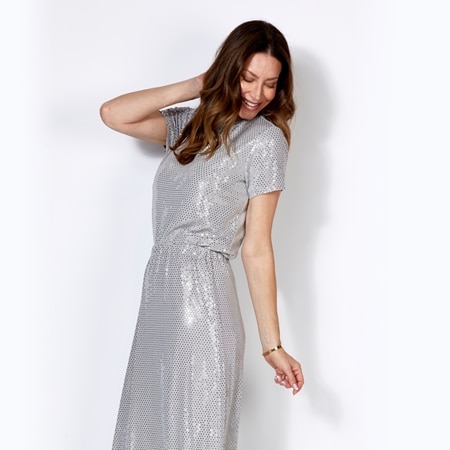 Isaac Mizrahi Sequin Stretch Knit Tee