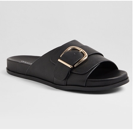 Diana Ferrari Newcomer Leather Slide Sandal with Buckle Detail