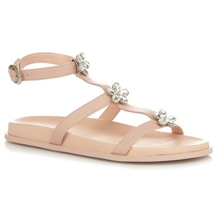 Django & Juliette Tishas Floral Diamante Leather Sandal