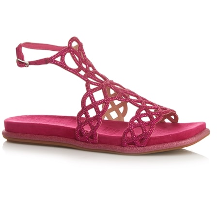 Django & Juliette Yasha Embellished Ankle Strap Leather Sandal