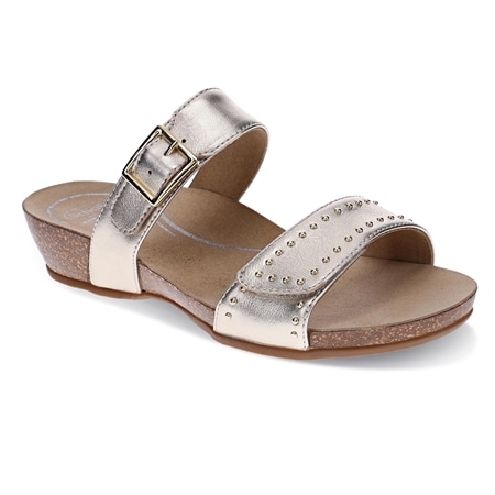 Scholl Jaylah Leather Orthaheel  Double Strap Slide Sandal