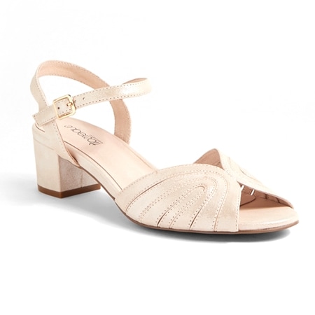 Supersoft Clair Peep Toe Ankle Strap Leather Heel