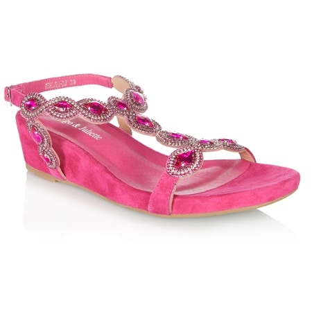 Django and Juliette Wexler Embellished Jewelled Suede Wedge Sandal
